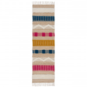 Covor traversă Medina Jute Natural/Multicolor 60x230 cm