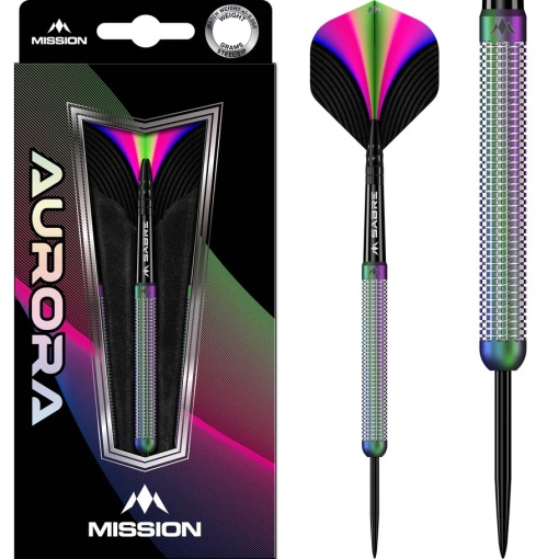 Set 3 Sageti Darts Mission Aurora - Varf din otel - 90% - Coral PVD