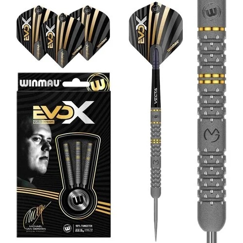 Set 3 Sageti steel darts Winmau MvG Evo-X 22.5g, 90% Tungsten