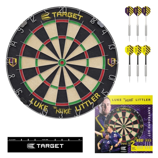 Set complet darts Luke 'The Nuke' Littler Dartboard si Sageti