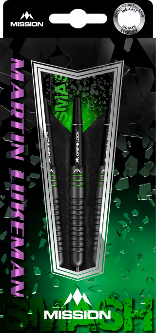 Set 3 Sageti steel darts Mission Martin Lukeman Black, 25g