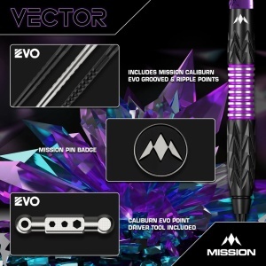 Set 3 Sageti Darts Mission Vector Darts - Steel Tip - 95% Tungsten - Negru PVD & Electro Mov - Img 5