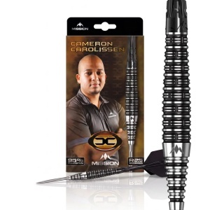 Set 3 Săgeți de darts Mission Cameron Carolissen – Vârf metalic (steel tip) R2.5 – 95% tungsten