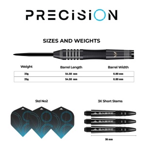 Set 3 Sageti Mission Precision Darts, Steel Tip 90% Tungsten, Black PVD - Img 5