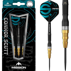 Set 3 Sageti steel darts Mission Connor Scutt Sniper Black & Gold - Img 1