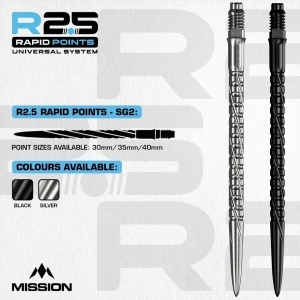 Set 3 Vârfuri pentru săgeți Mission R2.5 Rapid – Vârf metalic – SG2 – Argintiu - Img 3