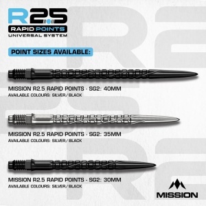 Set 3 Vârfuri pentru săgeți Mission R2.5 Rapid – Vârf metalic – SG2 – Negru - Img 3