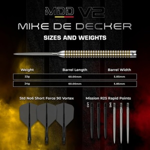 Set 3 Sageti Darts Mission Mike de Decker V2 Rapid Point 95% - Steel Tip - Img 6