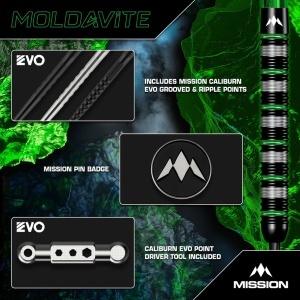 Set 3 Sageti Darts Mission Moldavite Darts - Steel Tip - 95% Tungsten - Black & Green - Img 6