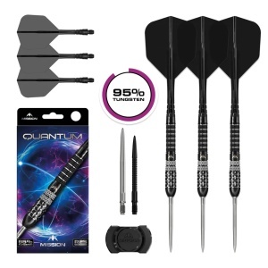 Set 3 Săgeți Darts Mission Quantum – Vârf metalic (steel tip) R 2.5 – 95% tungsten