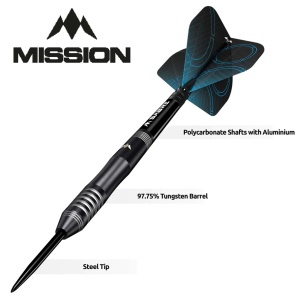 Set 3 Sageti Mission Precision Darts, Steel Tip 90% Tungsten, Black PVD - Img 6