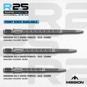 Set 3 Vârfuri pentru săgeți Mission R2.5 Rapid – Vârf metalic – GV2 – Argintiu - Img 4
