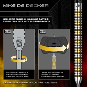 Set 3 Sageti Darts Mission Mike de Decker V2 Rapid Point 95% - Steel Tip - Img 3