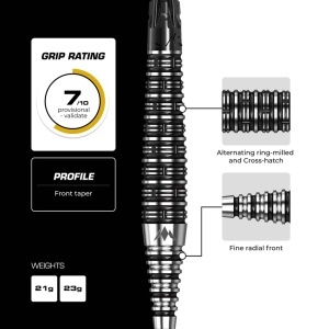 Set 3 Săgeți de darts Mission Cameron Carolissen – Vârf metalic (steel tip) R2.5 – 95% tungsten - Img 5