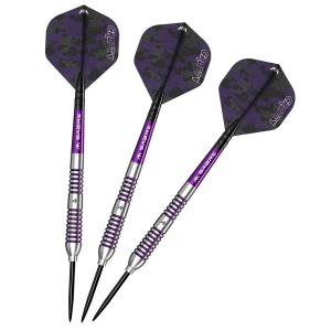 Set 3 Sageti Mission Joe Croft, Steel Tip 95% Tungsten - Silver & Purple Electro - Img 3