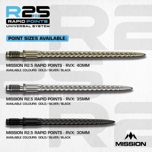 Set 3 Vârfuri pentru săgeți Mission R2.5 Rapid – Vârf metalic – RVX – Negru - Img 5