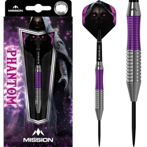 Set 3 Sageti Darts Mission Phantom Brass Argintiu & Mov, 22 g