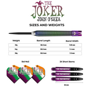 Set 3 Sageti steel darts Mission John O Shea The Joker-Coral - Img 3