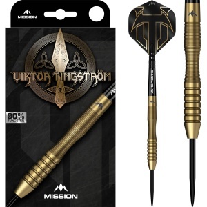 Set 3 Sageti Darts Viktor Tingstrom Darts - Vârf de Oțel - 90% Tungsten - Aur