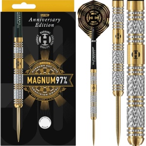 Set 3 Sageti Harrows Magnum - Vârf de oțel - 97% - Ediție aniversară - Gold Titanium - Img 3