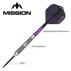 Set 3 Sageti Mission Joe Croft, Steel Tip 95% Tungsten - Silver & Purple Electro - Img 5