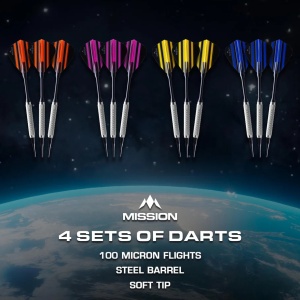 Tinta electronică de darts Mission G220 - vârf plastic profesional - până la 16 jucători - 28 de jocuri - inclusiv 4 seturi de săgeți - Img 5