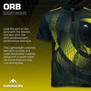Tricou Darts Mission Orb - Fără guler - Ușor - Negru și galben - Img 4
