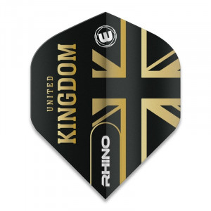 Set 3 Fluturasi Winmau Rhino Black & Gold steag Marea Britanie - Img 1