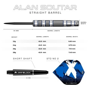 Set 3 Sageti Darts Mission Alan Soutar Soots - Blue & White Steel - Img 5
