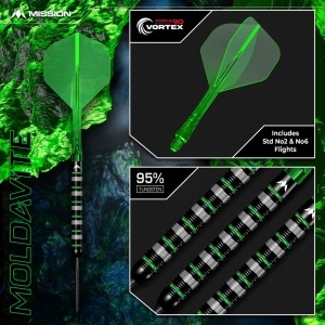 Set 3 Sageti Darts Mission Moldavite Darts - Steel Tip - 95% Tungsten - Black & Green - Img 4