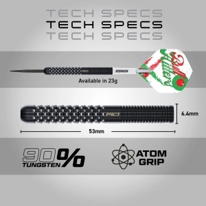 Set 3 Sageti Steel Darts Red Dragon Bullhitter, 90% tungsten, 23 g - Img 2