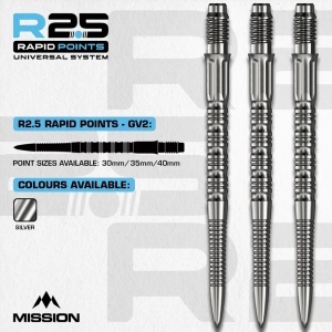 Set 3 Vârfuri pentru săgeți Mission R2.5 Rapid – Vârf metalic – GV2 – Argintiu - Img 2
