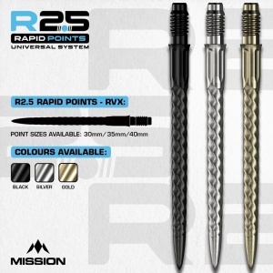 Set 3 Vârfuri pentru săgeți Mission R2.5 Rapid – Vârf metalic – RVX – Negru - Img 2