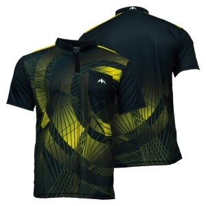 Tricou Darts Mission Orb - Fără guler - Ușor - Negru și galben