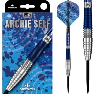 Set 3 Sageti Darts Archie Self - Vârf de Oțel - 90% Tungsten - Albastru și Argintiu