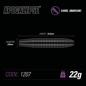 Set 3 Sageti steel darts Apocalypse 2020, 22-24 g, brass - Img 3