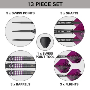 Set 3 Sageti Steel Darts Target Lorraine Winstanley G2 Swiss Point 90%, 24 g - Img 4