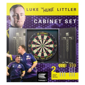 Set Complet Darts Luke 'The Nuke' Littler Cabinet & Dartboard si Sageti - Img 3