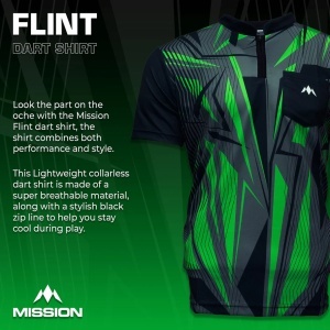 Tricou Darts Mission Flint - Fără guler - Ușor - Negru și verde - Img 4