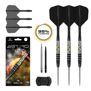 Set 3 Săgeți Darts Mission Astro – Vârf metalic R2.5 – 95% tungsten