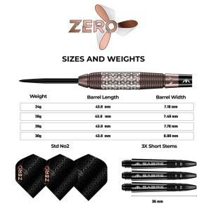 Set 3 sageti Mission Zero Steel Tip, 97.5% Tungsten - Bronze PVD - Img 5