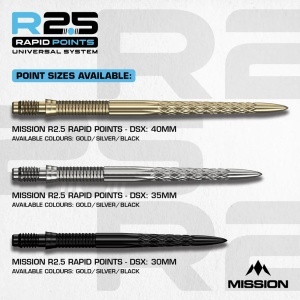 Set 3 Vârfuri pentru săgeți Mission R2.5 Rapid – Vârf din oțel – DSX – Negru - Img 3
