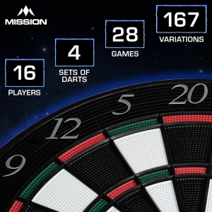 Tinta electronică de darts Mission G220 - vârf plastic profesional - până la 16 jucători - 28 de jocuri - inclusiv 4 seturi de săgeți - Img 8