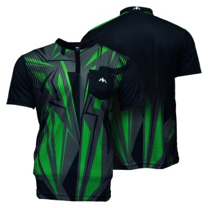 Tricou Darts Mission Flint - Fără guler - Ușor - Negru și verde