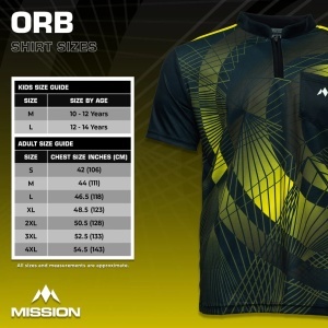 Tricou Darts Mission Orb - Fără guler - Ușor - Negru și galben - Img 5