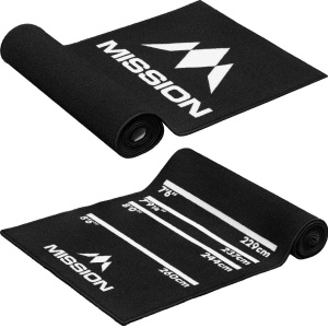 Covoraș pentru darts Mission Carpet - Antiderapant - Negru cu logo