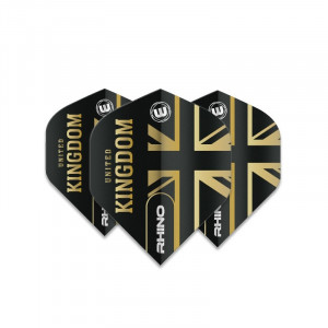 Set 3 Fluturasi Winmau Rhino Black & Gold steag Marea Britanie - Img 2