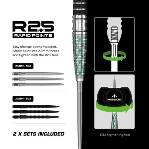Set 3 Săgeți Darts Mission Mantis – Vârf metalic R 2.5 – 95% tungsten - Img 3