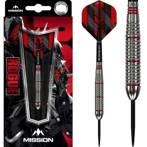 Set 3 Sageti Darts Mission Rogue Brass Argintiu & Rosu, 22 g
