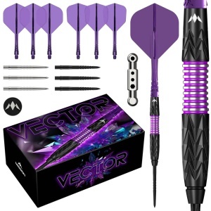 Set 3 Sageti Darts Mission Vector Darts - Steel Tip - 95% Tungsten - Negru PVD & Electro Mov